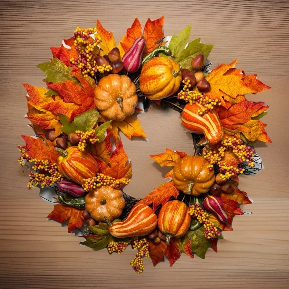 Fall Wreath Pumpkins Farmhouse Thanksgiving Autumn Decor